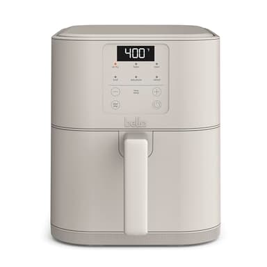 bella 6 Qt Slim Air Fryer, Fits-anywhere™ Kitchenware, EverGood™ Ceramic Nonstick Coating, Adjustable Temperature, 6 Preset Cooking Options, 60 Min Auto Shutoff w Audible Tone, 5lb Capacity, Oatmilk