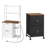 HOOBRO 2 Drawer Mobile File Cabinet and File Cabinet Bundle, Filing Cart for Home Office, Storage Cabinet fits Letter/A4 Size, BFK20WJ01-WH74UWJ01
