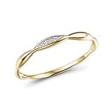 Santuzza 10K Yellow Solid Gold Genuine Diamond Dainty Twisted Stacking Ring for Women (5.5)