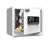 fireproof safe Fingerprint Home Safe Small Digital Hidden Safe Box with Touch Screen Keypad Dual Alarm System for Office(White)