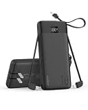 Portable Charger Built-in Cables and AC Wall Plug, 10000mAh 22.5W PD Fast Charging Power Bank, Lightweight Compact Battery Pack Travel Essentials for iPhone 17/16/15/14/13 Series,Samsung,Tablets