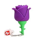 Rose Shaped USB Flash Drive Creative Silicone Flower Design Empty U-Disk Storage Gift for Friends (Purple, 128GB)