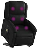 KTPRTOCK Power Lift Recliner Chair for Elderly with Vibration Massage, Manual Reclining Function, 6 Massage Points, Faux Leather, Side Pocket, Wood and Metal Frame, Black