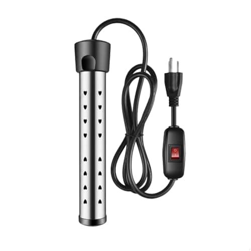 Water Heater, 1500W Electric Water Heater, Stainless Steel Texture, Home and Office Travel Heater Suitable for Pools, Black