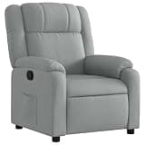 HGLADYU Manual Recliner Chair Light Gray Fabric, Reclining Armchair with Side Pocket, 135-Degree Tilt, Thick Padded Seat and Wide Armrests, Wood and Metal Frame, Easy Assembly