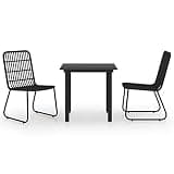 TUERYAFEK 3 Piece Patio Dining Set with Poly Rattan Chairs and Glass Top Table, Steel Frame Outdoor Dining Set for Garden