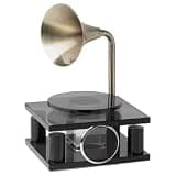 Fxzqgnh Metal Speaker Open Design Tabletop Gramophones Crystal Gramophones, Gray