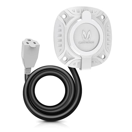 MICTUNING 15Amp 125V AC Port Plug with 20" Integrated Heavy Duty Extension Cord and Water-Resistant Cap - White