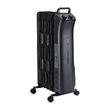 Amazon Basics Portable Oil Space Heater with 7 Oil-Filled Fins, 3 Heat Settings, Adjustable Thermostat, Tip-Over and Overheat Protection, ETL Safety Certificate, 1500W, Black