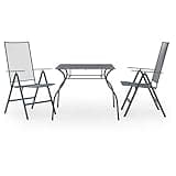 KGHFDVB 3 Piece Mesh Patio Dining Set with Stackable Steel Chairs, Anthracite Outdoor Furniture for Patio Garden