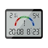 Simnek Digital Wall Clock Battery Operated, Large Display (3.6 ") with Indoor Temperature, 4 Time Zones, AUTO DST, 12/24 Hour for Living Room Kitchen Silent Wall Mount Digital Clock