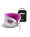 Cabeau Evolution X Deluxe - Best Travel Neck Pillow with Travel Bag (Light Gray/Purple)