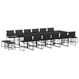 Makastle 17 Piece Patio Dining Set, Black, 129.9" x 42.1" x 28.3", Rectangular, Assembly Required