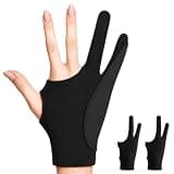 AmberVec Drawing Glove Right Left Hand, Palm Rejection Digital Art Glove for Tablet iPad, Sketching Drawing Gloves with Two Finger, Gifts for Animators and Digital, Artists, [2 Pack] Size M