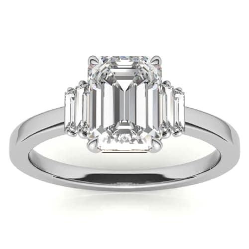 Moissanite Handmade Ring 2-4 Ct Emerald Cut Engagement Ring for Women Solitaire Ring, Promise Gifts for Her (Center Stone: 3 CT)