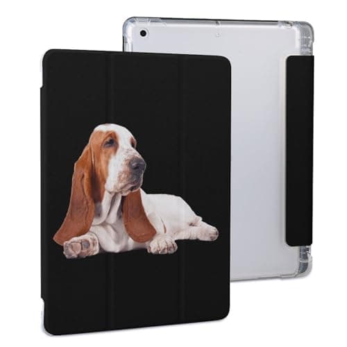 Basset Hound Dog Novelty Protective Case Cover for IPad 2021/2022 Air 1/2/3/4/5 Generation with Pencil Holder