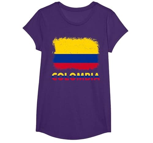 Toddler Colombian-Shirt Flag Colombia Hispanic Heritage Kids T-Shirt, Girls, Purple, Large