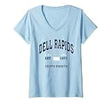 Women's Dell Rapids South Dakota SD Throwback Vintage Athletic V-Neck T-Shirt