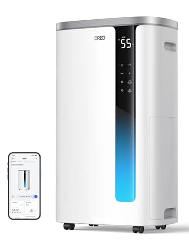 DREO 95 Pint Smart Dehumidifier for Basement, Home & Large Room up to 3000 Sq Ft, Energy Star 6.0 Dehumidifier with Drain Hose, Quiet 42dB, Auto Humidity Control, 3 Fan Speeds, Timer, Continuous Drain
