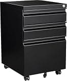 KJUUJE 3 Drawer File Cabinet with Lock, File Cabinets for Home Office,Under Desk Cabinet, Locking File Cabinet