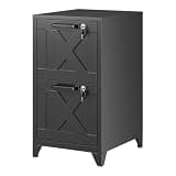 BYNSOE File Cabinet with Lock Vertical Filing Storage Cabinet Office Home Steel for Letter Size File Cabinet Locked,Assembly Required (Black, 2 Drawers-Metal Leg)