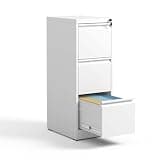 AMZSTAN 3 Drawer Locking File Cabinet, Vertical Metal Filing Cabinet for Home Office, Heavy Duty Steel Document Storage Cabinet for Letter Legal A4 Files