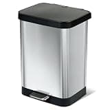 Glad Stainless Steel Trash Can with Clorox Odor Protection, 13 Gallon
