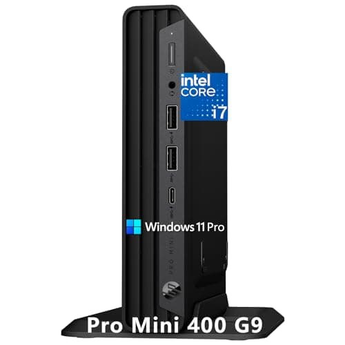 HP Mini Desktop PC Computer for Office Work, Ultra-Compact Silent, Intel i7-12700T (64GB RAM, 1TB SSD), 3X 4K Display Support, Wired Keyboard & Mouse & Stand, Windows 11 Pro