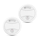 Battery Powered Detector Household Indoor Safety Monitor Battery Operated with Test Mute & Low Power Indicator Light (2P)