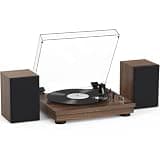 Vinyl Record Player with 24W HiFi Stereo Speakers Vintage Bluetooth Turnable for Vinyl Records with Belt Drive 2-Speed, Magnetic Cartridge RCA Output BT5.3