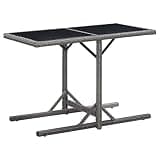 KLGBNCVE PE Rattan Patio Table 43.3x20.9x28.3 Inches Outdoor Table with Glass Top, Anthracite Steel Frame for Garden Terrace