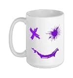 Purple Grunge Smile Purple Color Graphic Ceramic Mug, White, 15oz