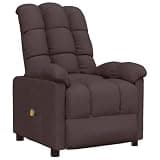 HGLADYU Fabric Massage Recliner with Hand Control, Adjustable Backrest and Footrest, Vibration Massage Recliner with 6 Points, Thick Padded Seat and Armrests, Dark Brown