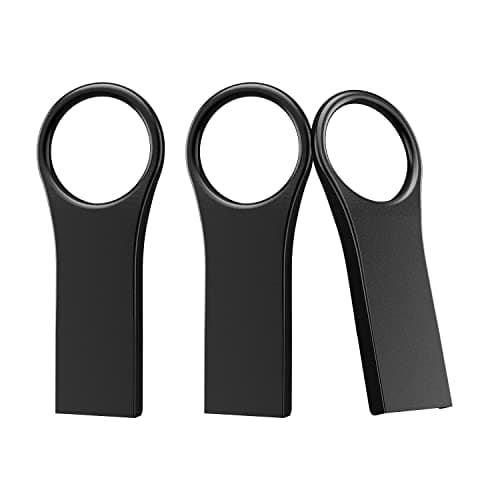Aiibe 32GB Flash Drive 3 Pack USB Flash Drives Thumb Drive 32GB USB 2.0 Memory Stick Waterproof Zip Drive Metal USB Drive with Keychain, Black
