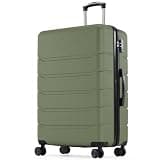 OLIXIS 28 Inch Luggage, Hardside Checked Suitcase with Spinner Wheels, Lightweight ABS Hard Shell Travel Luggage, TSA Approved Lock, Expandable Large Suitcase for Business & Travel–Olive Green