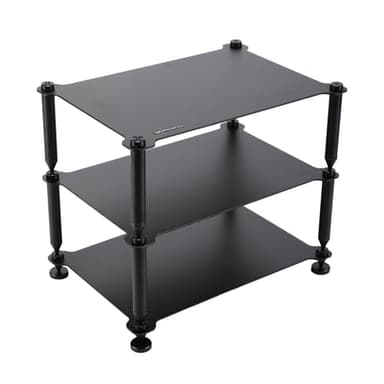 Emoryseric BOALECO FX2 Audiophile Audio Rack, 3-Tier Desktop HiFi Isolation Stand with Solid Aluminum Pillars, Modular Equipment Shelf for Amplifiers, DACs, and Preamps (Black)