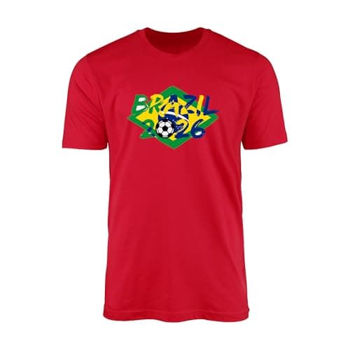 Brazil 2026 Soccer Shirt Flag Graphic International Football Fan Tee Unisex Sports Top, Red, 3X-Large