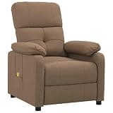 HGLADYU Fabric Massage Recliner with Adjustable Backrest and Footrest, Brown Vibration Chair with 6 Massage Points for Back Seat and Legs, Thick Padded Reclining Chair with Side Pocket