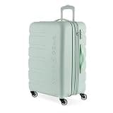 SwissGear 7366 Signature Hardside Expandable Luggage with Spinner Wheels, TSA Lock, Clearly Aqua, Checked-Medium 23-Inch