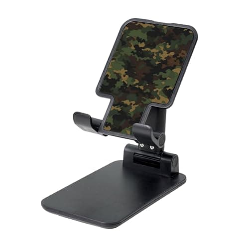 FHEDVBN Camouflage Pattern Cell Phone Stand for Desk - Height Adjustable Dual Folding Mobile Phone Holder, 360 Rotating Desktop Mobile Phone Kickstand, Portable Tablet Stand, Office Accessories