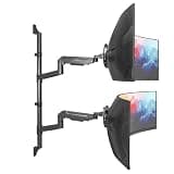 Mount-It! Heavy Duty Dual Monitor Wall Mount for Ultrawide Screens, Wall Mounted Pole with Full Motion Gas Spring Arms for Stacked Displays, Fits 17–49″ up to 44.4 lb Each, VESA 75, 100