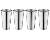 METAL MAGERY Stainless Steel Milkshake Cups Immersion Hand Blender Malt Cup 30 oz Set of 4
