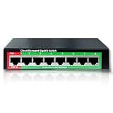 STEAMEMO 8-Port Gigabit Ethernet Switch | Smart Managed with VLAN & QoS | Plug & Play Desktop/Wall-Mount Network Hub w/ PoE in Design | Metal Housing & Web Managed(Includes Power Adapter)