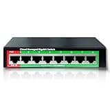 STEAMEMO 8-Port Gigabit Ethernet Switch | Smart Managed with VLAN & QoS | Plug & Play Desktop/Wall-Mount Network Hub w/ PoE in Design | Metal Housing & Web Managed(Includes Power Adapter)