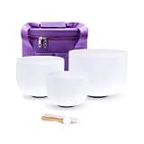 Hye-eun Crystal Singing Bowl Set 432hz of 3 Meditation Chakra Sound Bowls