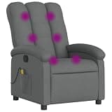 UERNGFTKM Manual Recliner Chair with 6 Massage Points, Dark Grey Fabric Vibration Massage Recliner with Side Pocket, Wood and Metal Frame Reclining Armchair for Living Room, 135 Degree Tilt