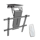 JDXQBLD Ceiling Tv Mount Stand - Motorised Tv Bracket Stand, Tv Wall Mount, Telescopic Electric Auto Lifting Tv Stand, Fits 50-90 Inch Tvs, 0-85° Flip Down, with Remote Control and Switch