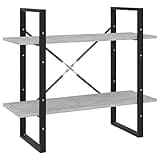 KGHFDVB 2-Tier Book Cabinet Concrete Gray, 31.5x11.8x27.6 Inches Engineered Wood Bookshelf for Home Office, Industrial Storage with 2 Shelves