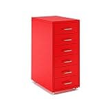 Metal Filing Cabinet with 8 Drawers & Wheels Stylish White Office Storage Solution for Nizing Documents and Supplies,Red-6