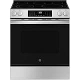 GE 30 in. 5 Burner Element Smart Slide-in Electric Convection Range in Stainless w/EasyWash Oven Tray & No-Preheat Air Fry